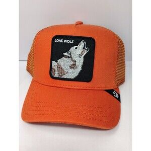 Goorin Bros The Farm Trucker  Lone Wolf  Snapback Hat Orange Pumpkin New NWT